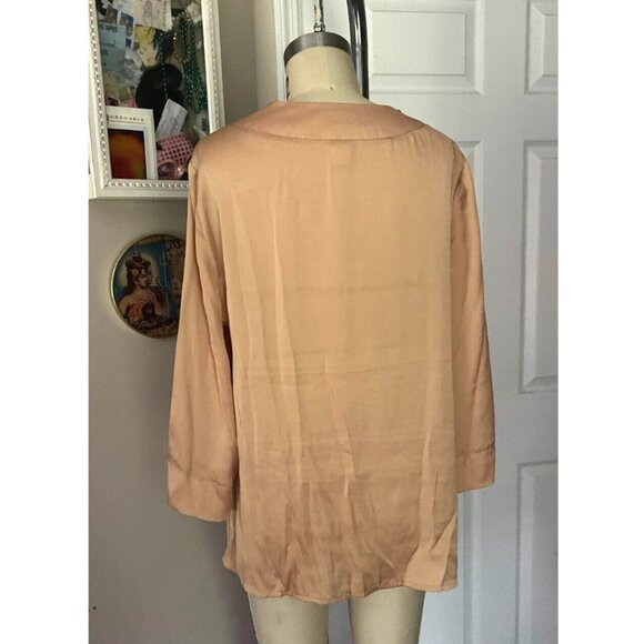 HOT IN HOLLYWOOD Peach Turquoise Collar BOHEMIAN Blouse Tunic Shirt *MEDIUM* - Picture 5 of 6